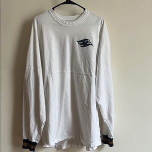 Disney White Long-Sleeve Graphic Tee with Navy Wave Crest